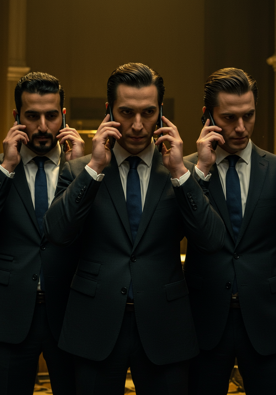 Business professionals working hard. Stylized illustration symbolizing sleazy business practices in online investment schemes