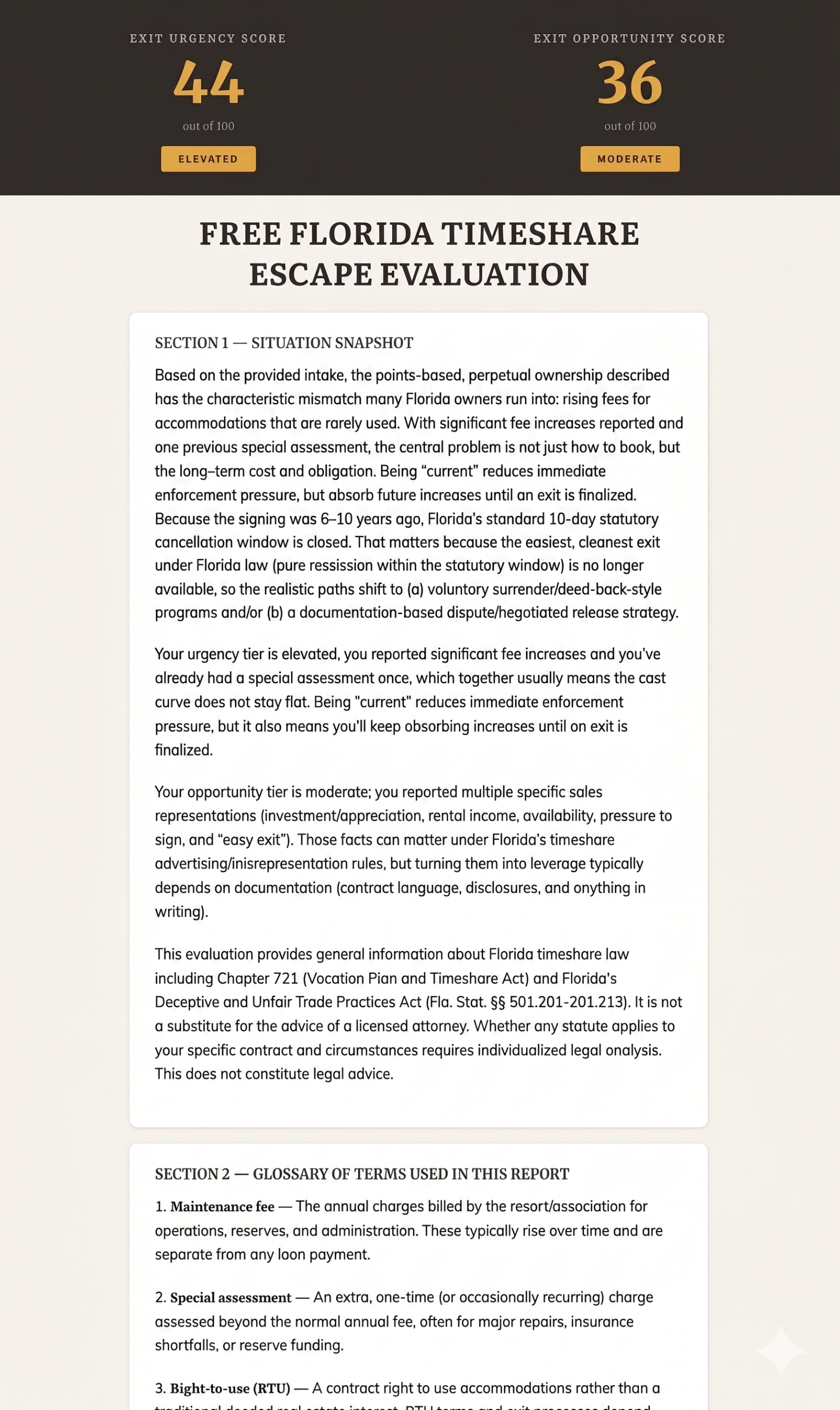 Sample Timeshare Report
