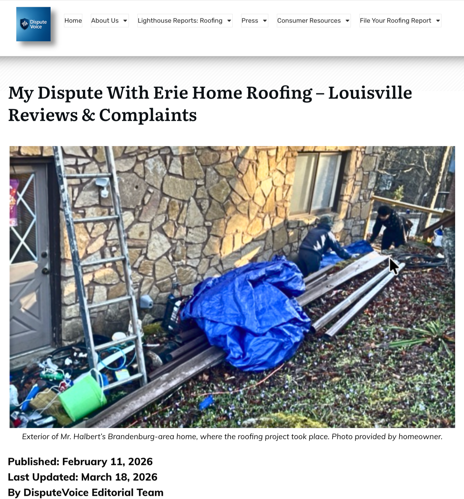 Erie Home Roofing dispute - roofing contract cancellation denied after door-to-door sale